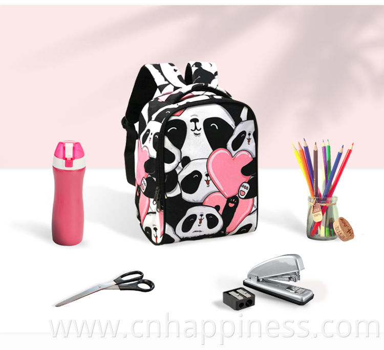 Custom all over print backpacks girl waterproof school bags panda backpack for toddlers and children